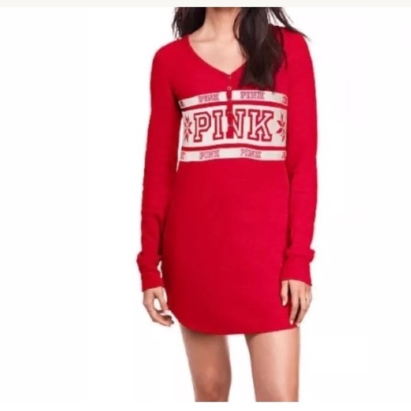 PINK Victoria's Secret | Intimates u0026 Sleepwear | Victorias Secret Pink  Pajama Thermal Night Gown S | Poshmark